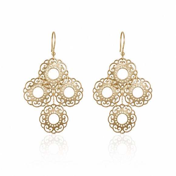 Anthropologie Jewelry - Gold Filigree Drop Earrings